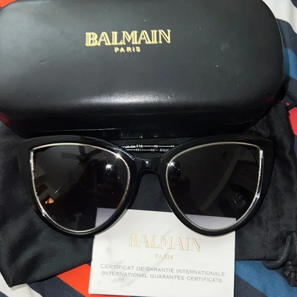 Balmain Black and Gold Glasses Case Balmain by H&M aviator style sunglasses in | Mercari main image 3
